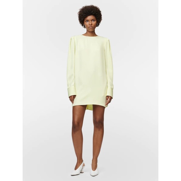 Maria McManus Size 4 Gathered Shoulder Mini Dress Lemon Ice Long Sleeve NWT $990 - Picture 1 of 16